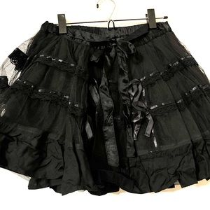 Funhouse Black Tulle and Lace Gothic Skirt size small